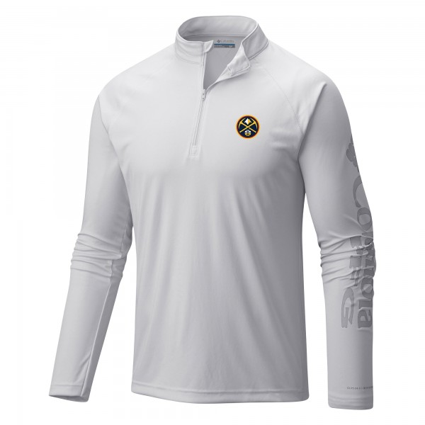 Denver Nuggets Columbia White Terminal Tackle Raglan Omni-Shade Quarter-Zip Jacket