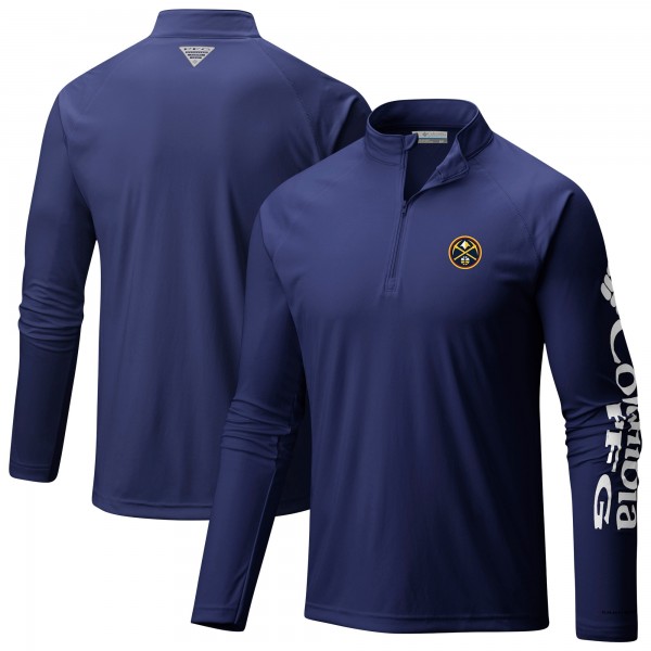 Denver Nuggets Columbia Navy Terminal Tackle Raglan Omni-Shade Quarter-Zip Jacket
