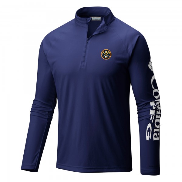 Denver Nuggets Columbia Navy Terminal Tackle Raglan Omni-Shade Quarter-Zip Jacket