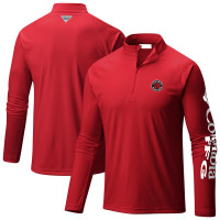 Toronto Raptors Columbia Red Terminal Tackle Raglan Omni-Shade Quarter-Zip Jacket