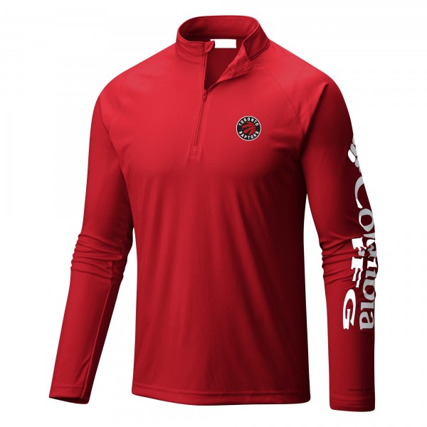 Toronto Raptors Columbia Red Terminal Tackle Raglan Omni-Shade Quarter-Zip Jacket
