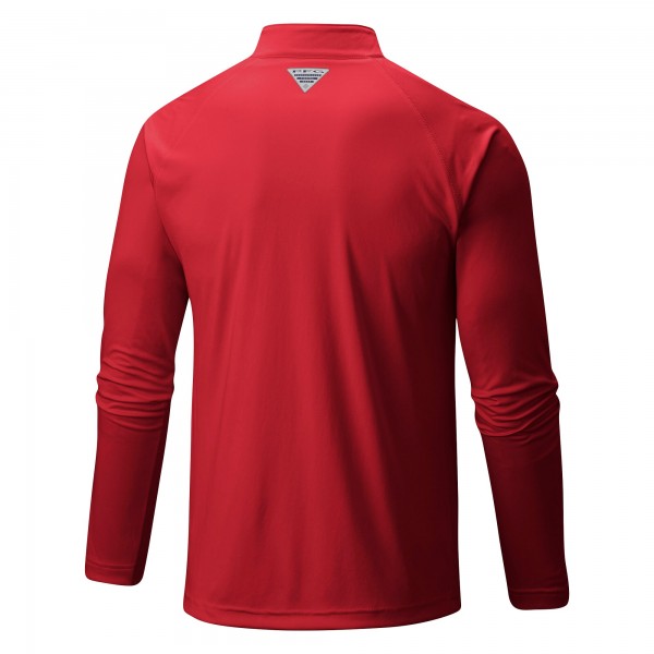 Toronto Raptors Columbia Red Terminal Tackle Raglan Omni-Shade Quarter-Zip Jacket