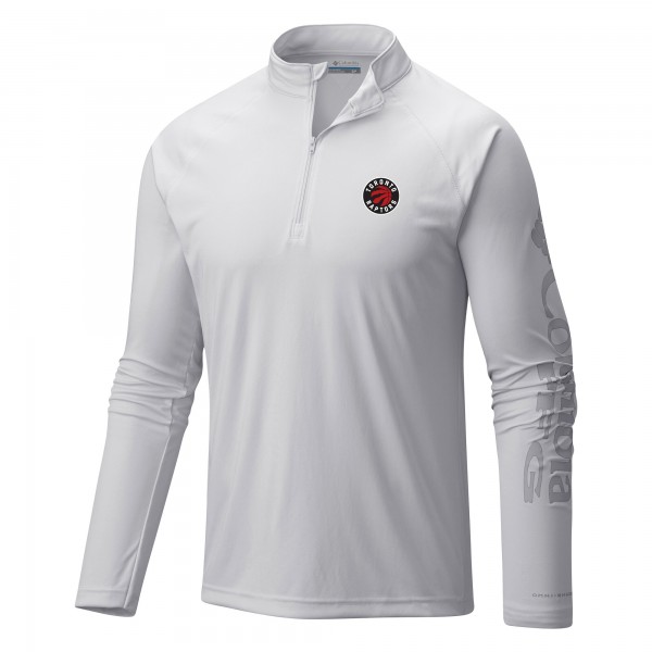 Toronto Raptors Columbia White Terminal Tackle Raglan Omni-Shade Quarter-Zip Jacket