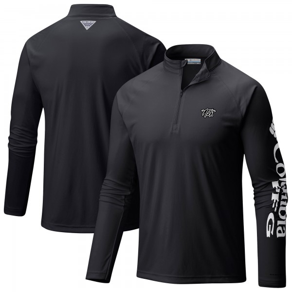 Кофта на короткой молнии Brooklyn Nets Columbia Black Terminal Tackle Raglan Omni-Shade
