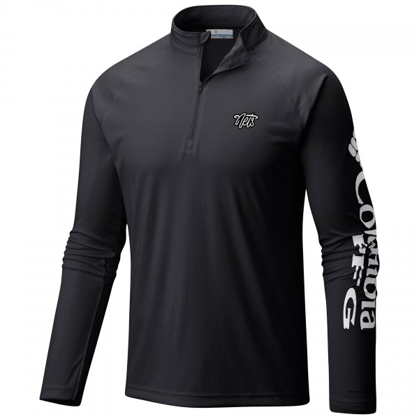 Кофта на короткой молнии Brooklyn Nets Columbia Black Terminal Tackle Raglan Omni-Shade