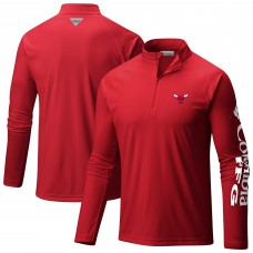 Кофта на короткой молнии Chicago Bulls Columbia Red Terminal Tackle Raglan Omni-Shade
