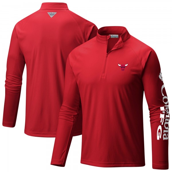 Кофта на короткой молнии Chicago Bulls Columbia Red Terminal Tackle Raglan Omni-Shade