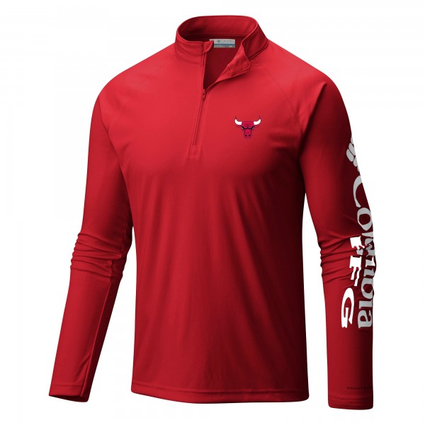 Кофта на короткой молнии Chicago Bulls Columbia Red Terminal Tackle Raglan Omni-Shade