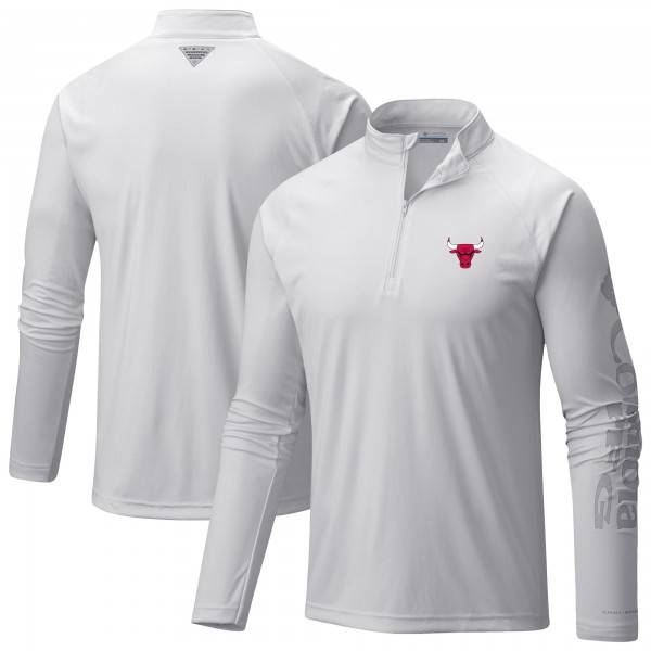 Кофта на короткой молнии Chicago Bulls Columbia White Terminal Tackle Raglan Omni-Shade