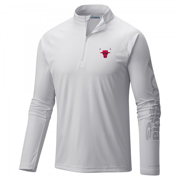 Кофта на короткой молнии Chicago Bulls Columbia White Terminal Tackle Raglan Omni-Shade