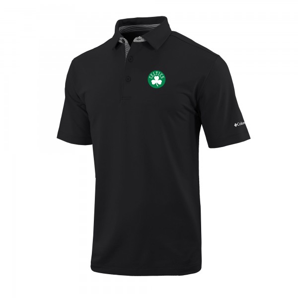 Boston Celtics Columbia Black Omni-Wick Even Lie Polo
