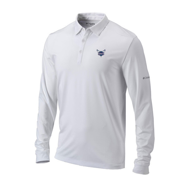 Поло Charlotte Hornets Columbia White Omni-Wick Pin High Long Sleeve