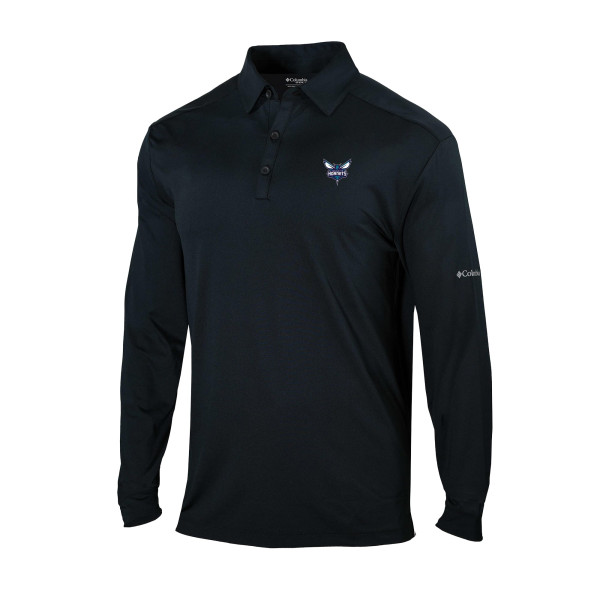 Поло Charlotte Hornets Columbia Black Omni-Wick Pin High Long Sleeve