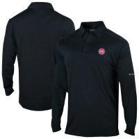 Detroit Pistons Columbia Black Omni-Wick Pin High Long Sleeve Polo