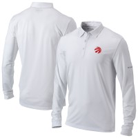 Toronto Raptors Columbia White Omni-Wick Pin High Long Sleeve Polo
