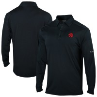 Toronto Raptors Columbia Black Omni-Wick Pin High Long Sleeve Polo