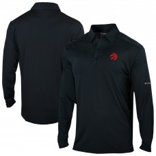 Toronto Raptors Columbia Black Omni-Wick Pin High Long Sleeve Polo