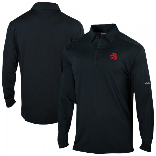 Toronto Raptors Columbia Black Omni-Wick Pin High Long Sleeve Polo