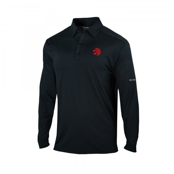 Toronto Raptors Columbia Black Omni-Wick Pin High Long Sleeve Polo