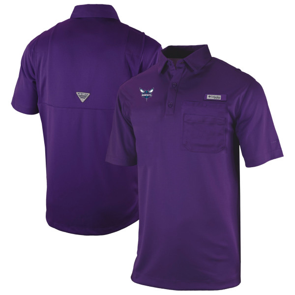 Поло Charlotte Hornets Columbia Purple Omni-Wick Flycaster Pocket