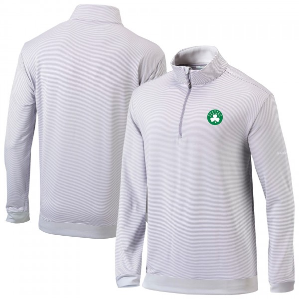 Boston Celtics Columbia Gray/White Omni-Wick Even Lie Quarter-Zip Pullover