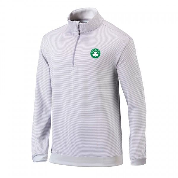 Boston Celtics Columbia Gray/White Omni-Wick Even Lie Quarter-Zip Pullover