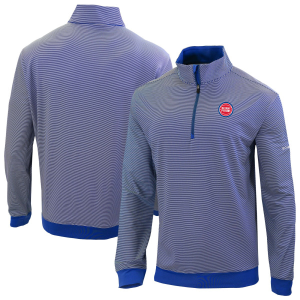 Detroit Pistons Columbia Blue Omni-Wick Even Lie Quarter-Zip Pullover