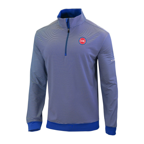 Detroit Pistons Columbia Blue Omni-Wick Even Lie Quarter-Zip Pullover