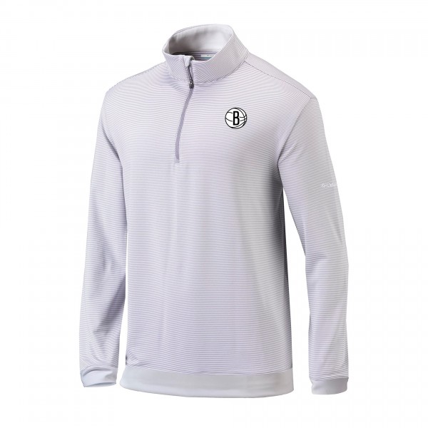 Кофта на короткой молнии Brooklyn Nets Columbia Gray/White Omni-Wick Even Lie
