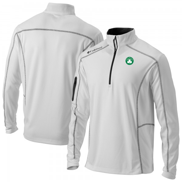 Boston Celtics Columbia White Omni-Wick Shotgun Quarter-Zip Pullover