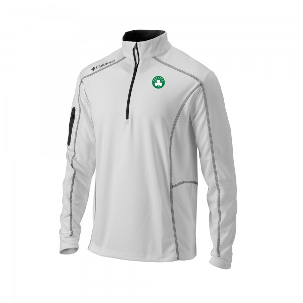 Boston Celtics Columbia White Omni-Wick Shotgun Quarter-Zip Pullover