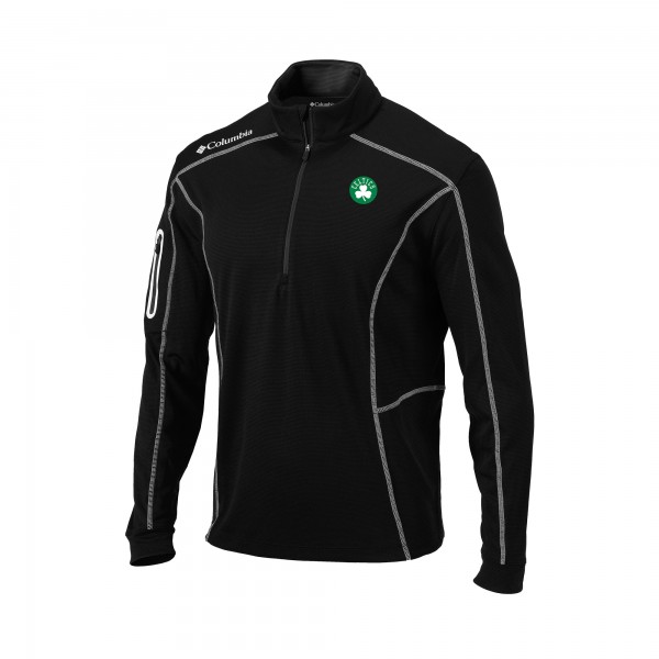 Boston Celtics Columbia Black Omni-Wick Shotgun Quarter-Zip Pullover