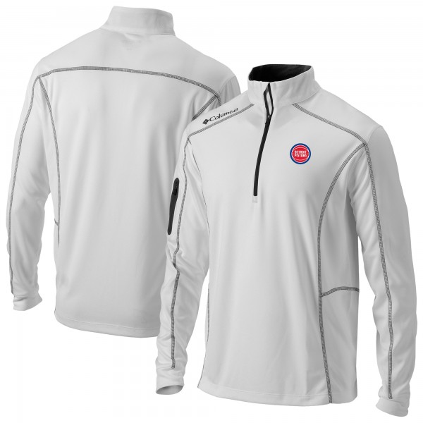 Detroit Pistons Columbia White Omni-Wick Shotgun Quarter-Zip Pullover