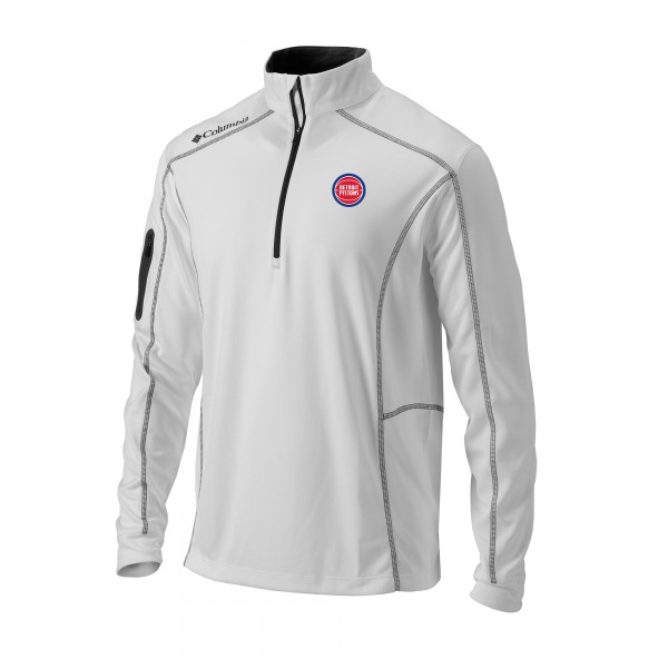 Detroit Pistons Columbia White Omni-Wick Shotgun Quarter-Zip Pullover