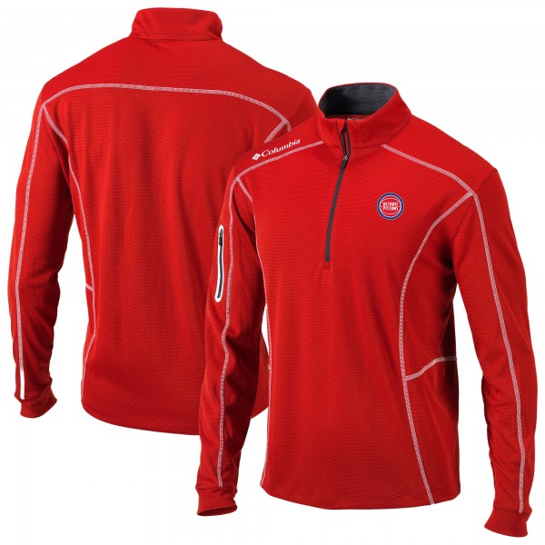 Detroit Pistons Columbia Red Omni-Wick Shotgun Quarter-Zip Pullover