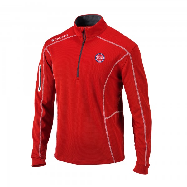 Detroit Pistons Columbia Red Omni-Wick Shotgun Quarter-Zip Pullover