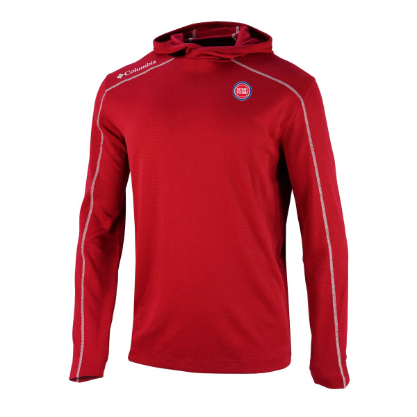 Detroit Pistons Columbia Red Omni-Wick Shotgun Pullover Hoodie
