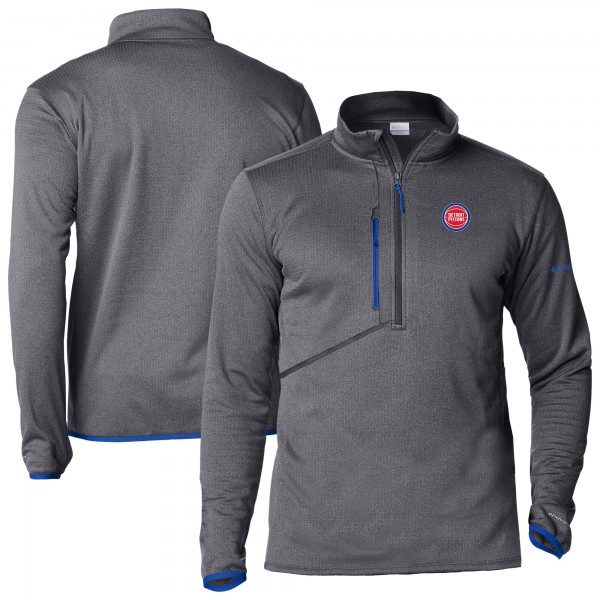 Detroit Pistons Columbia Gray Park View Half-Zip Top