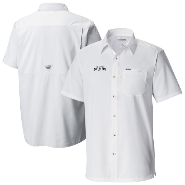 San Antonio Spurs Columbia White Slack Tide Camp Button-Up Shirt
