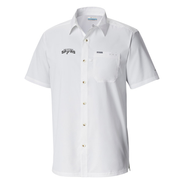 San Antonio Spurs Columbia White Slack Tide Camp Button-Up Shirt