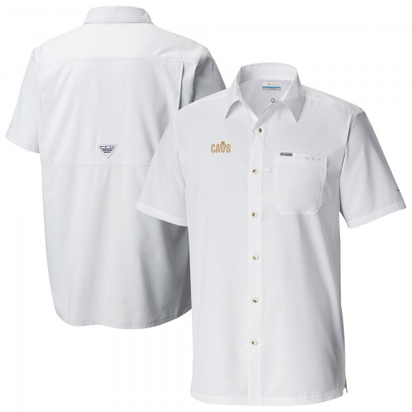 Cleveland Cavaliers Columbia White Slack Tide Camp Button-Up Shirt