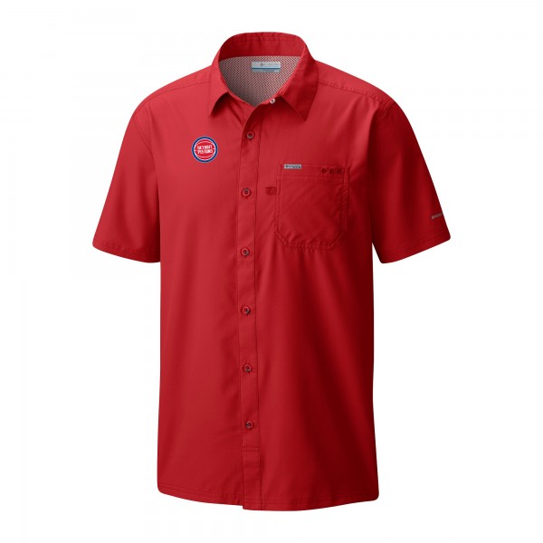 Detroit Pistons Columbia Red Slack Tide Camp Button-Up Shirt