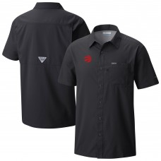 Toronto Raptors Columbia Black Slack Tide Camp Button-Up Shirt