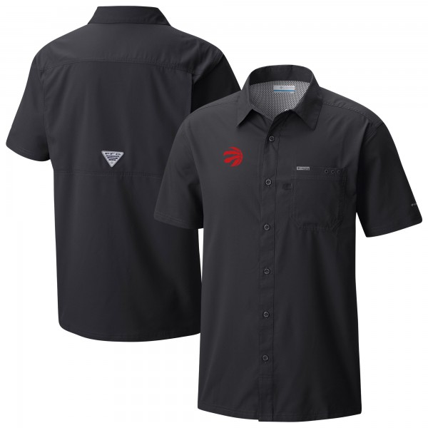 Toronto Raptors Columbia Black Slack Tide Camp Button-Up Shirt