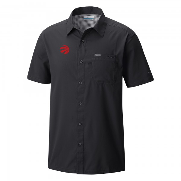 Toronto Raptors Columbia Black Slack Tide Camp Button-Up Shirt