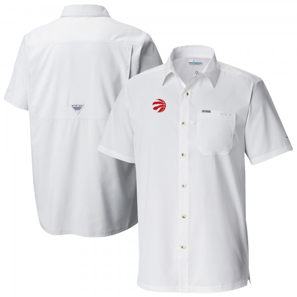 Toronto Raptors Columbia White Slack Tide Camp Button-Up Shirt