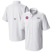 Detroit Pistons Columbia White Omni-Wick Low Drag Offshore Button-Up Shirt