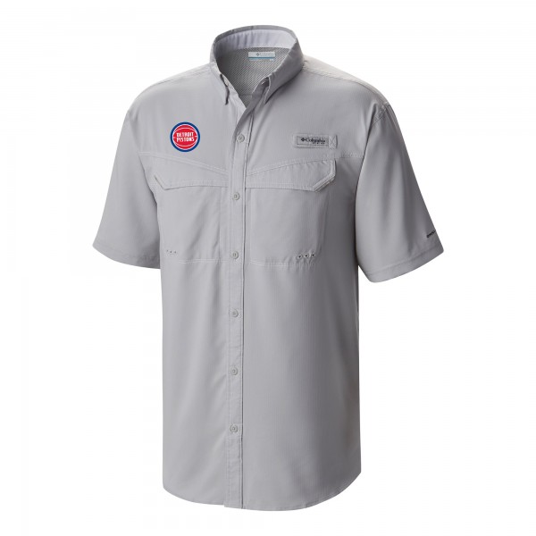 Detroit Pistons Columbia Gray Omni-Wick Low Drag Offshore Button-Up Shirt