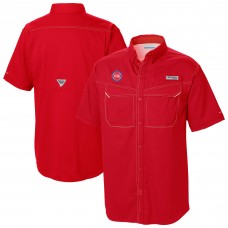 Detroit Pistons Columbia Red Omni-Wick Low Drag Offshore Button-Up Shirt
