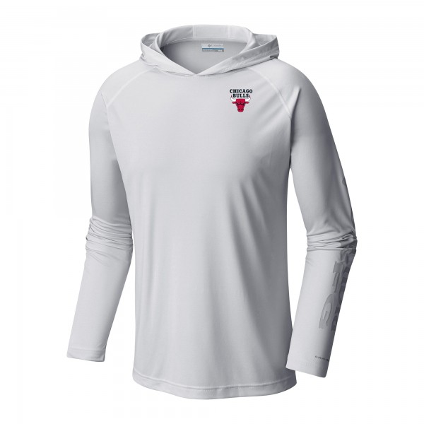 Футболка с длинным рукавом с капюшоном Chicago Bulls Columbia White Terminal Tackle